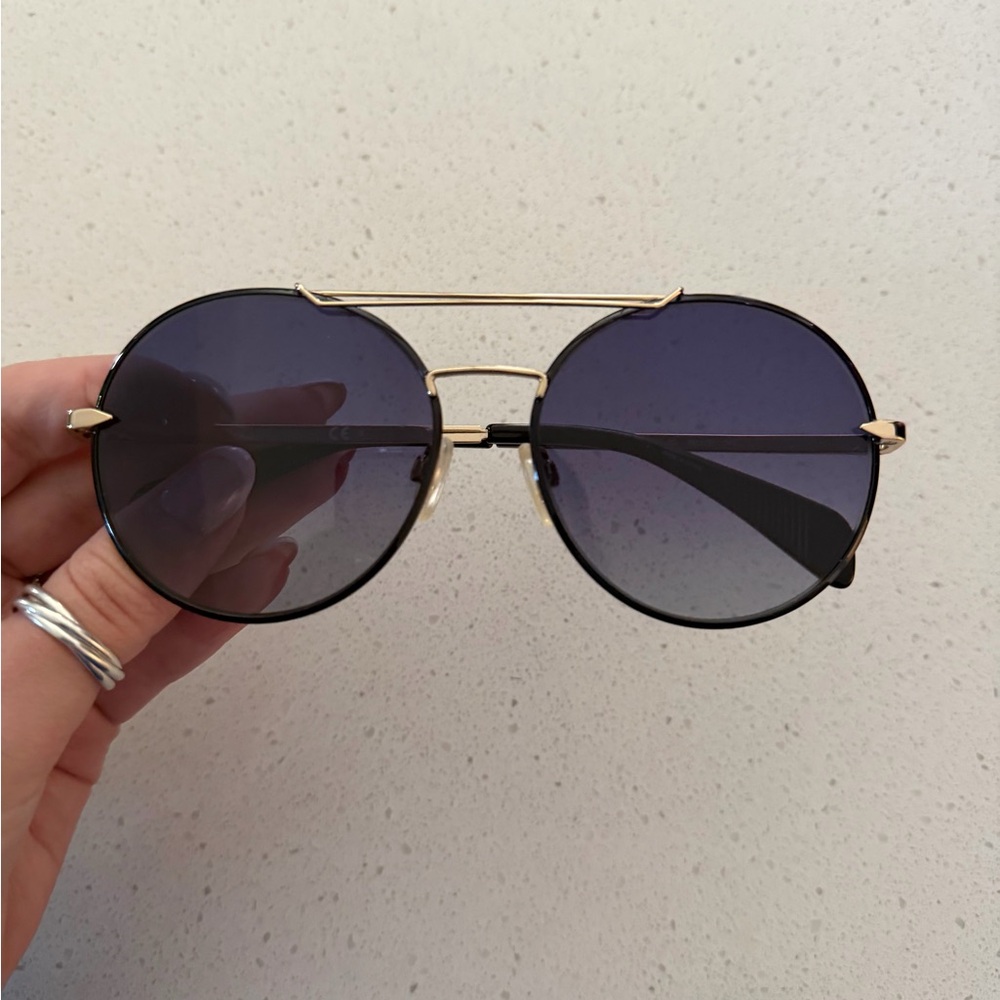 Rag and Bone Round navy & silver Women's Sunglasses -Classic Double-Bridge Style